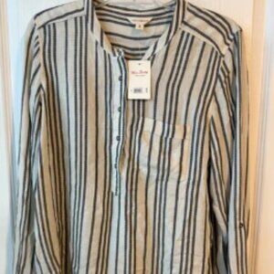 Women's Lucky Brand Striped Blouse Size M Cream and Black